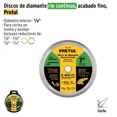 Disco de Diamante Rin Continuo Fino PRETUL