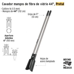 Cavador Mangos de Fibra de Vidrio 44" PRETUL