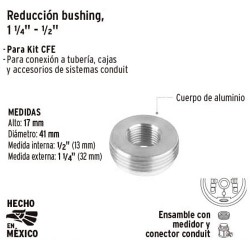 Reduccion Bushing 1 1/4" - 1/2" para Base de Medidor VOLTECK