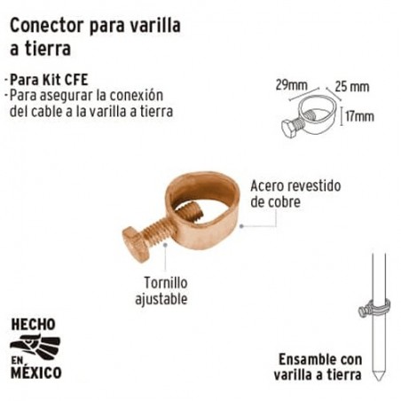 Abrazadera "Conector" para Varilla a Tierra VOLTECK