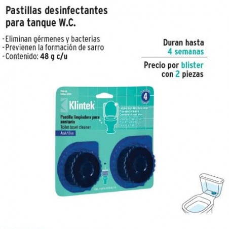 Pastillas Desinfectantes para Tanque W.C. KLINTEK