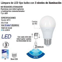 Foco de LED tipó Bulbo con 3 Niveles de Iluminacion VOLTECK