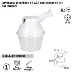 Luminario Suburbano de ABS con Sensor de Luz (Sin Lampara) VOLTECK