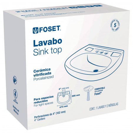 Lavabo Cerámico Blanco Con...