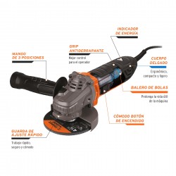 Esmeriladora Angular 900 W Profesional 4 1/2" TRUPER