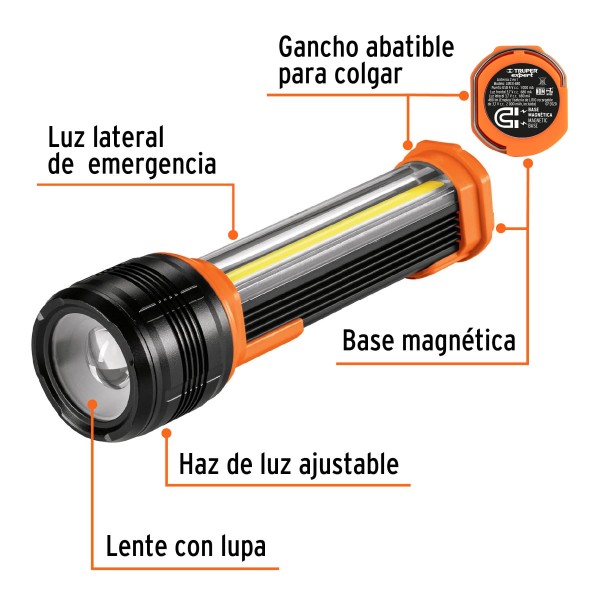 Linterna Recargable Con Luz...