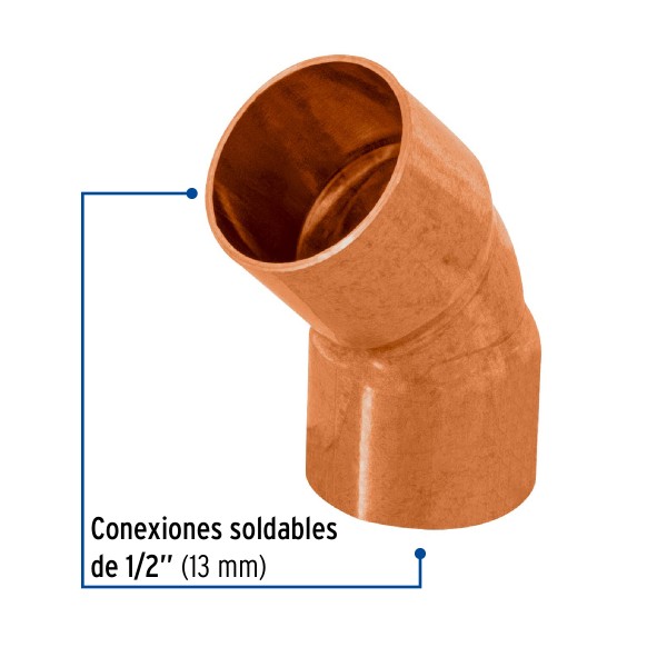 Codo De Cobre 45° De 1/2"...