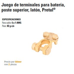 Juego de Terminales para Batería Poste Superior Laton PRETUL