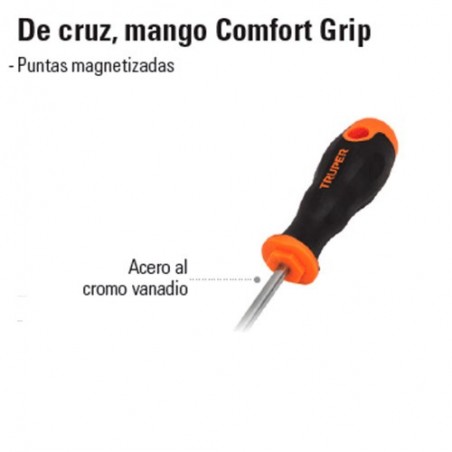 Desarmador de Cruz Mango Comfort Grip TRUPER