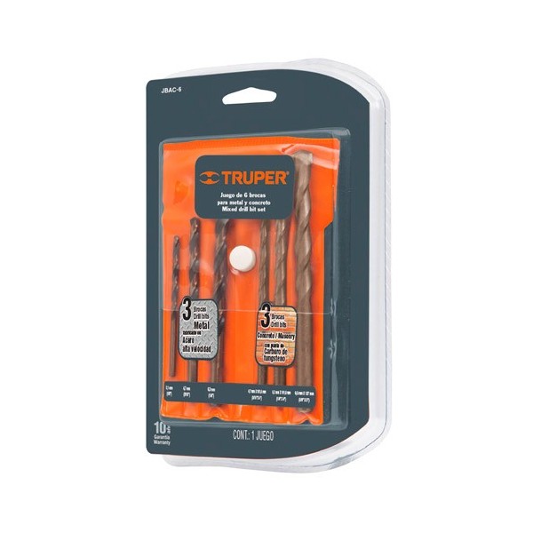Juego de 6 Brocas Alta Velocidad Turbo Steel y Concreto TRUPER Juego de 6 Brocas Alta Velocidad Turbo Steel y Concreto TRUPER