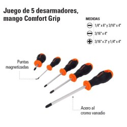 Juego de 5 Desarmadores Mango Comfort Grip TRUPER