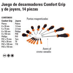 Juego de Desarmadores Comfort Grip y de Joyero 14 Piezas TRUPER