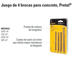 Juego de 4 Brocas Para Concreto PRETUL