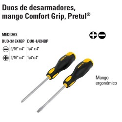 Duos de Desarmadores Comfort Grip PRETUL