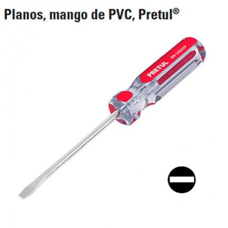 Desarmador Plano Mango de PVC PRETUL