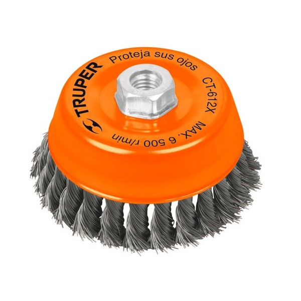 Carda de Copa 5" Alambre Trenzado Grueso Calibre 0.5 mm TRUPER