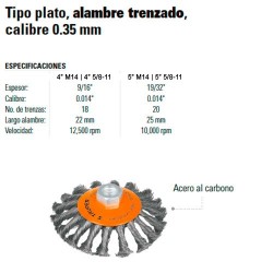 Carda Tipo Plato Alambre Trenzado Calibre 0.35 mm TRUPER