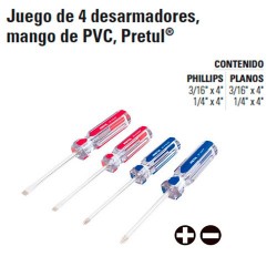 Juego de 4 Desarmadores Mango de PVC PRETUL