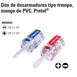 Dúo de Desarmadores Tipo Trompo Mande de PVC PRETUL