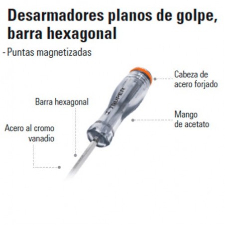 Desarmador Plano de Golpe Barra Hexagonal TRUPER