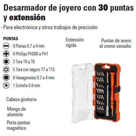 Desarmador de Joyero con 30 Puntas y Extension TRUPER