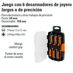 Juego de 6 Desarmadores de Joyero Largos o de Precisión TRUPER