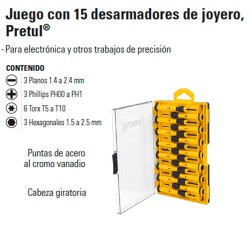 Juego con 15 Desarmadores de Joyero PRETUL