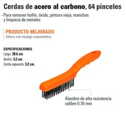 Cepillo de Alambre Cerdas de Acero al Carbono 64 Pinceles TRUPER