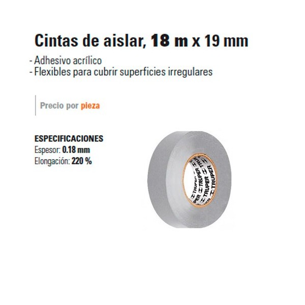 Cinta de Aislar 18 m x 19 mm TRUPER