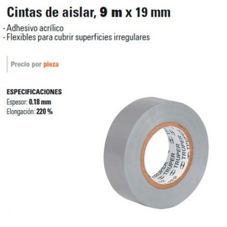 Cinta de Aislar 9 m x 19 mm TRUPER