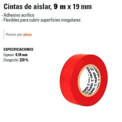 Cinta de Aislar 9 m x 19 mm TRUPER