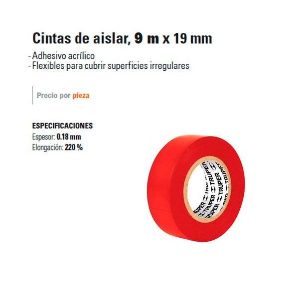 Cinta de Aislar 9 m x 19 mm TRUPER