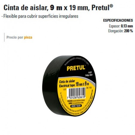 Cinta de Aislar 9 m X 19 mm PRETUL