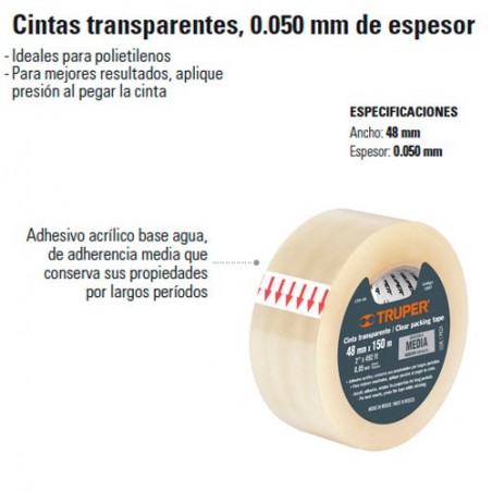 Cinta Transparente 0.050 mm de Espesor TRUPER