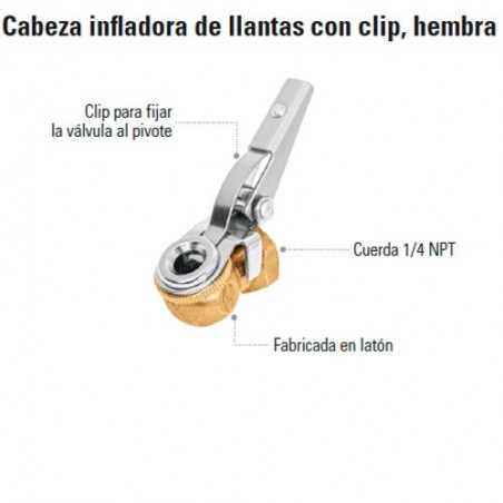 Cabeza Infladora de Llantas con Clip Hembra TRUPER