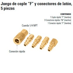 Juego de Cople "F" y Conectores de Latón 5 Piezas TRUPER