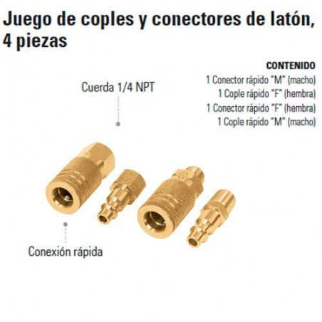 Juego de Coples y Conectores  de Latón 4 Piezas  TRUPER