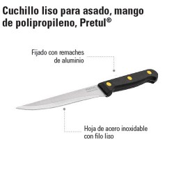 Cuchillo Liso Mango de Polipropileno PRETUL