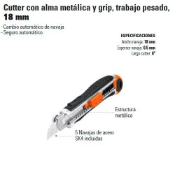 Cutter Profesional Con Alma Metalica Y Grip 18MM Truper 16977 - Ferreterias  Calzada