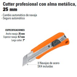 Cutter Profesional con Alma Metálica 25 mm TRUPER