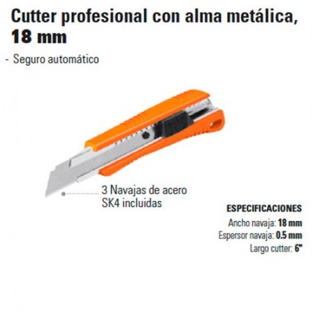 Cutter Profesional con Alma Metalica 18 mm TRUPER
