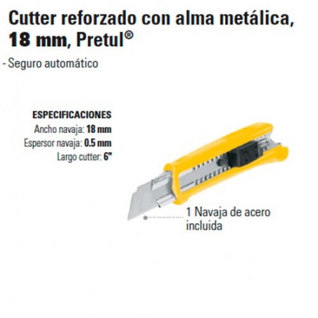 Cutter Reforzado con Alma Metálica 18 mm PRETUL