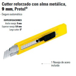 Cutter Reforzado con Alma Metalica 9 mm PRETUL