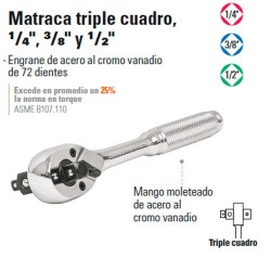 Matraca Triple Cuadro 1/4" 3/8" y 1/2" TRUPER