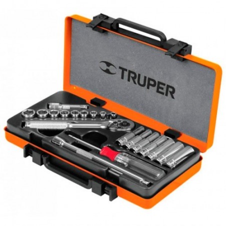 Juego de Dados 21 Piezas MM 1/4" TRUPER