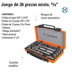 Juego de Dados 26 Piezas Mixto 3/8" TRUPER