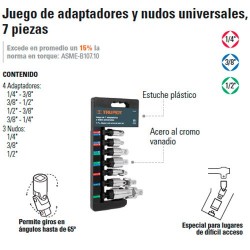 Juego de Adaptadores y Nudos Universales 7 Piezas TRUPER