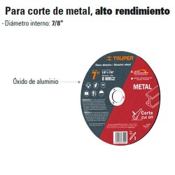 Disco Abrasivo Para Corte de Metal Alto Rendimiento TRUPER