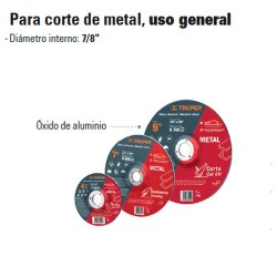 Disco Abrasivo Para Corte de Metal Uso General Tipo 27 TRUPER