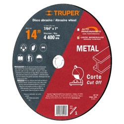 Disco Abrasivo Para Corte de Metal 14" Para Maquina Cortadora de Metales Uso General TRUPER